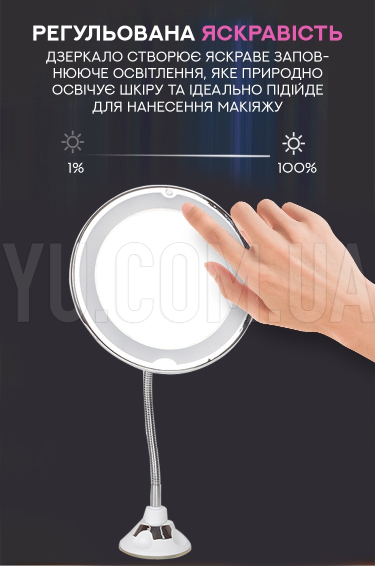 Зеркало косметичне із гнучким шлангом на присосці Ultra Flexible Зеркало косметичне із гнучким шлангом на присосці Ultra Flexible